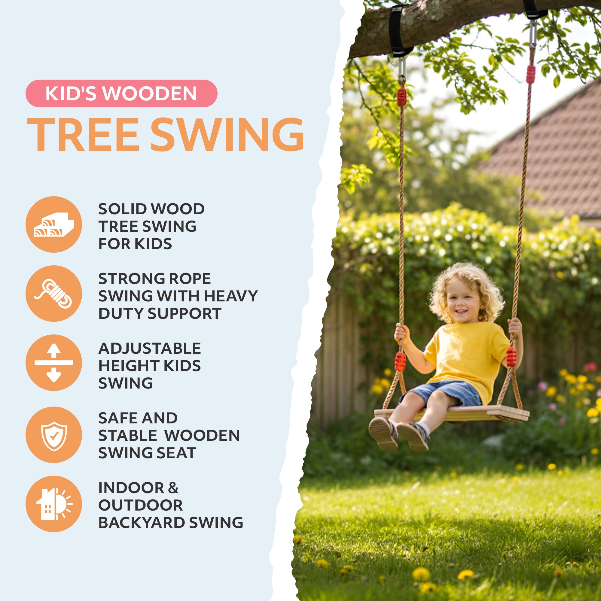 Wood tree swing