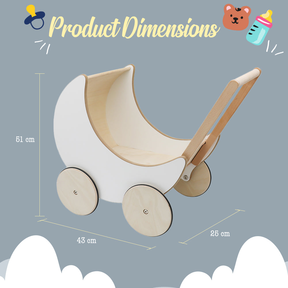 Wooden Moon Doll Pram