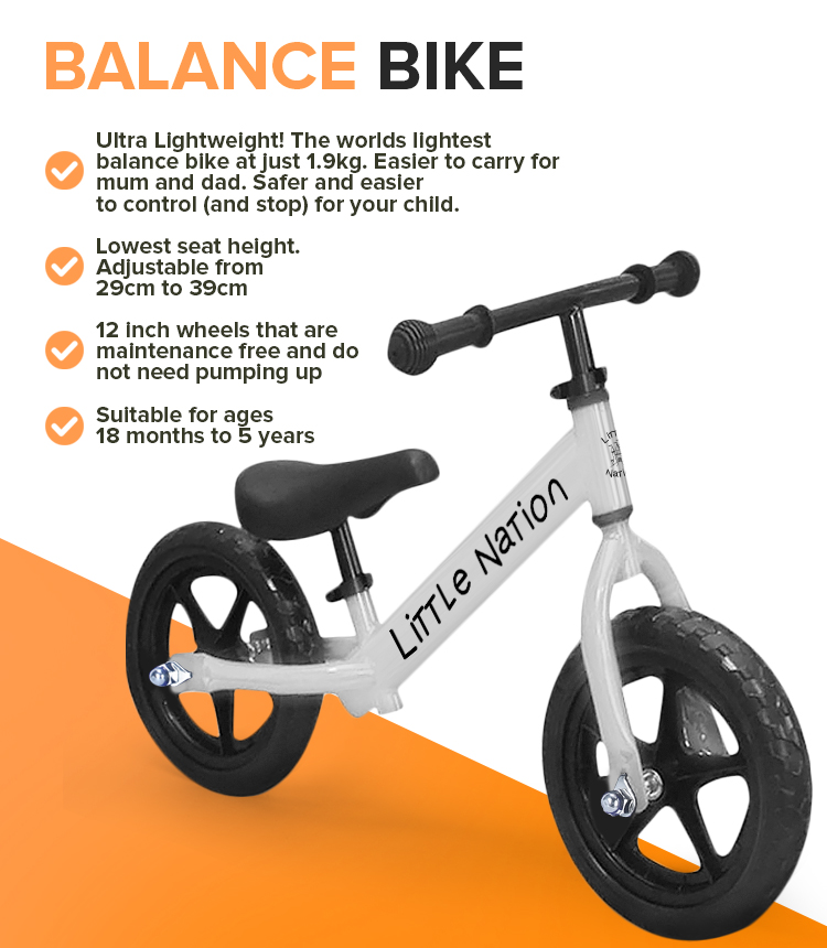 Balance Bike Aluminium White Little Nation Kids Toys School