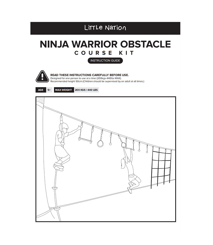 Train a American Ninja Kids Toys 11 Accessories Kid Outdoor Play Equipment NEEDUX Ninja Warrior Obstacle Course for Kids 50ft Ninja Slackline 