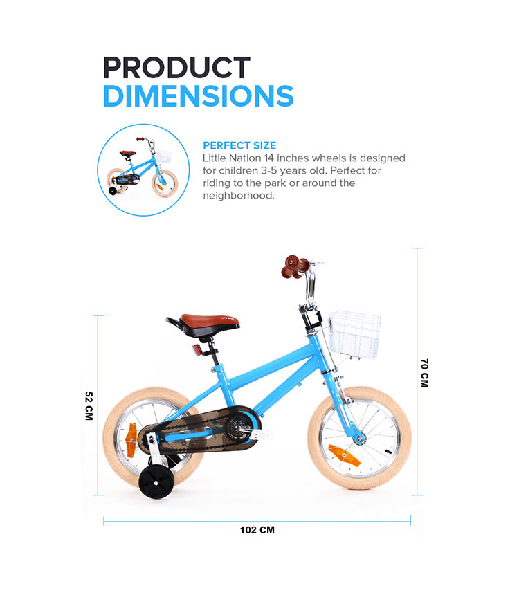 14 Inch Bike Blue Little Nation Kids Toys School